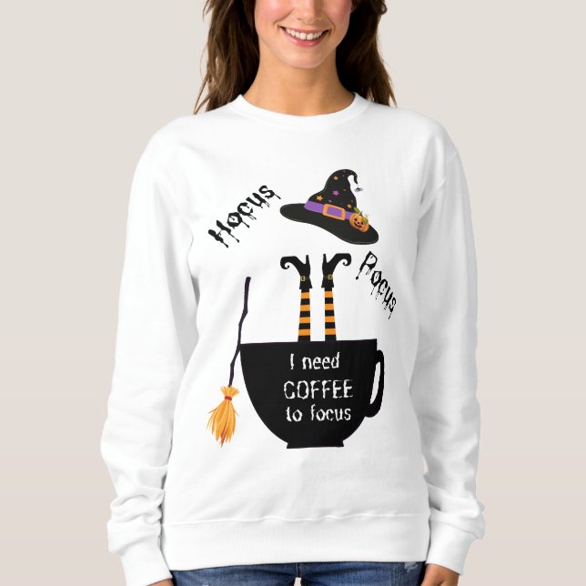 Hocus Pocus Coffee till Focus Halloween-tröja T Shirt (Framsida)