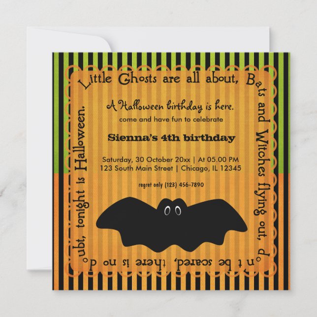 Hocus Pocus Fladdermus Birthday Inbjudningar (Framsida)