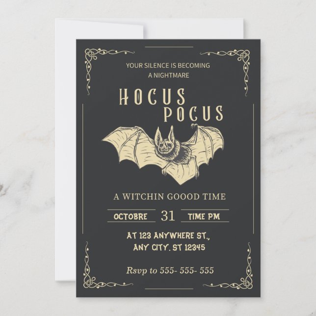 Hocus Pocus Halloween fest-inbjudan Inbjudningar (Framsida)