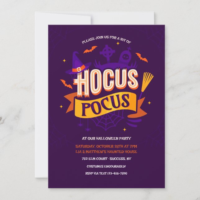 Hocus Pocus Halloween fest-inbjudan Inbjudningar (Framsida)