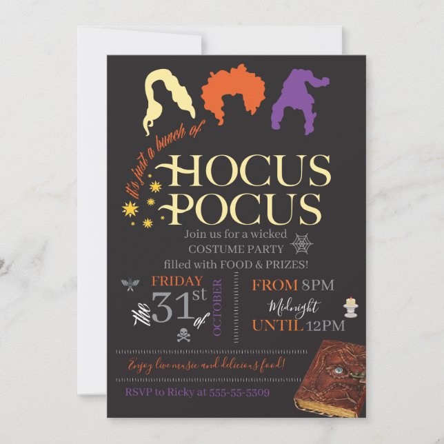 Hocus Pocus Halloween fest Inbjudningar (Framsida)
