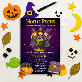 Hocus Pocus Halloween Födelsedagsfest Inbjudningar