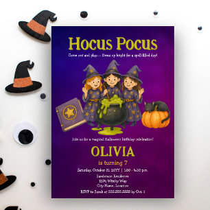 Hocus Pocus Halloween Födelsedagsfest Inbjudningar
