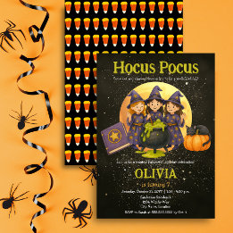 Hocus Pocus Halloween Födelsedagsfest Inbjudningar