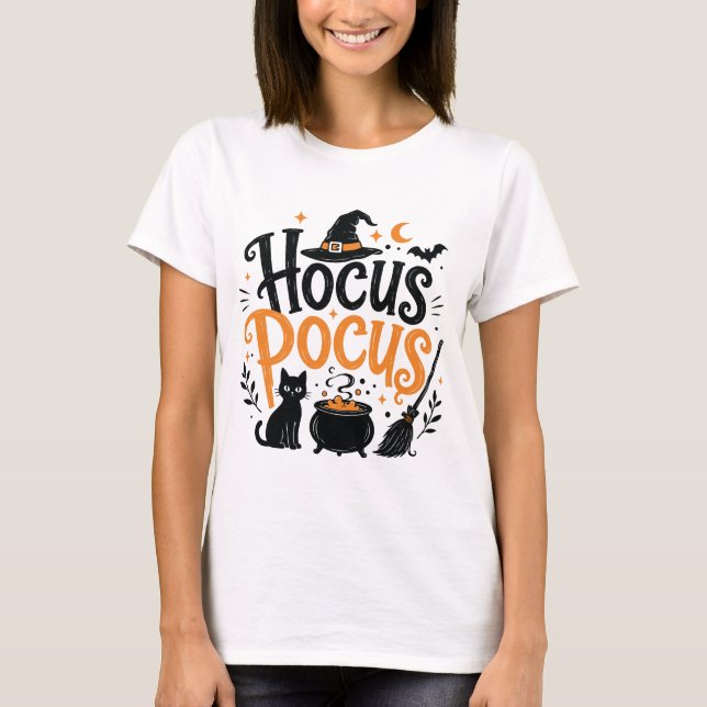Hocus Pocus Halloween Häxa T-Shirt (Framsida)