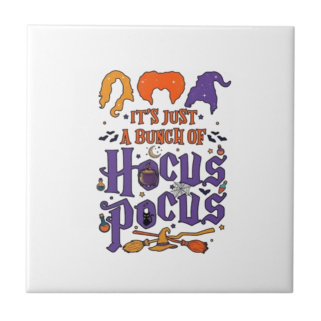 Hocus Pocus Halloween Häxor Cauldron Kvast Katt M Kakelplatta (Framsidan)