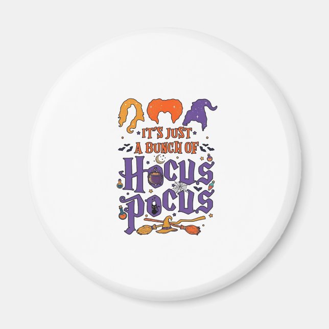 Hocus Pocus Halloween Häxor Cauldron Kvast Katt M Magnet (Framsidan)