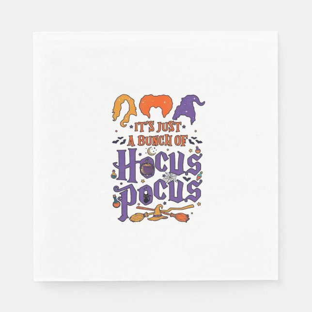 Hocus Pocus Halloween Häxor Cauldron Kvast Katt M Pappersservett (Framsidan)