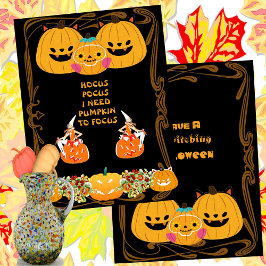 Hocus Pocus Halloween Witch Guld Ram Spooky Mörk Kort