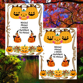 Hocus Pocus Halloween Witch Spooky Guld Ram Cute Kort