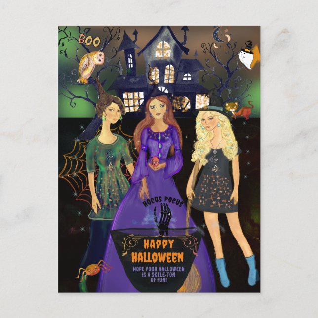 HOCUS POCUS HALLOWEEN WITCHS VYKORT (Framsida)