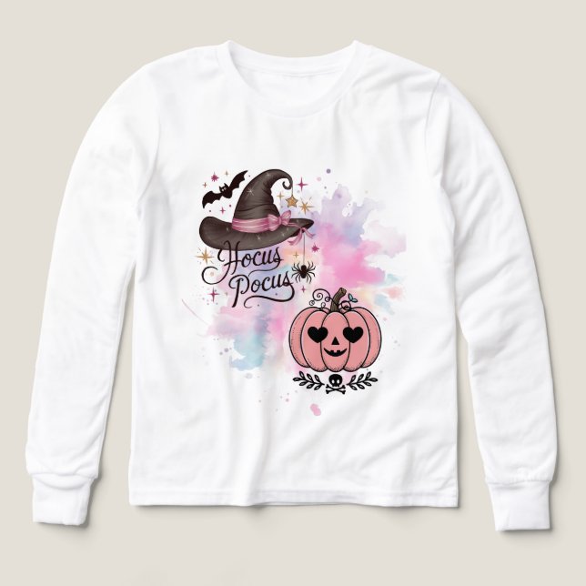 Hocus Pocus Häxhatt och Rosa Pumpa T Shirt (Design framsida)