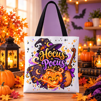 Hocus Pocus Häxig Halloween-handväskor Tygkasse