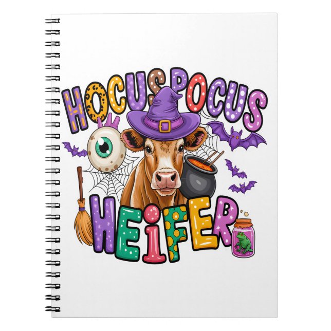 Hocus Pocus Heifer Halloween Cow Anteckningsbok (Framsidan)