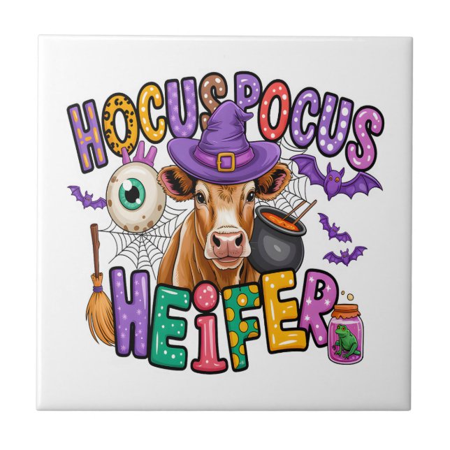 Hocus Pocus Heifer Halloween Cow Kakelplatta (Framsidan)