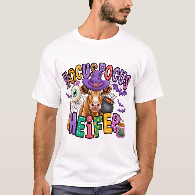 Hocus Pocus Heifer Halloween Cow T Shirt (Framsida)
