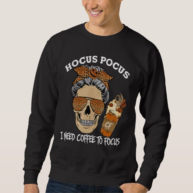 Hocus Pocus I behöver kaffe till Focus Halloween T Lång Ärmad Tröja (Framsida)