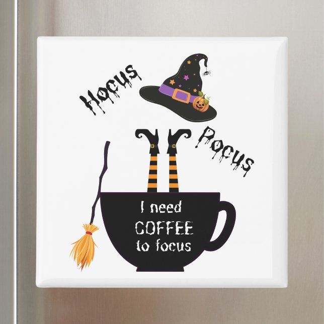 Hocus Pocus jag behöver kaffe för att fokusera Rol Magnet (A little Hocus Pocus and a lot of coffee magic for your fridge! ☕🎃🧙‍♀️)