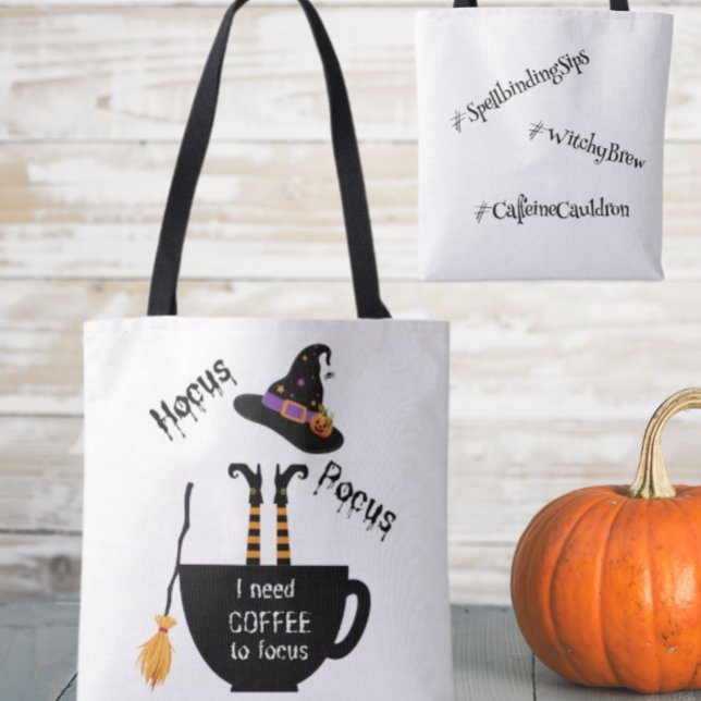 Hocus Pocus-kaffe till Focus Halloween Tote Tygkasse (Skapare uppladdad)