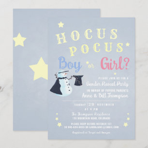 Hocus Pocus Magic Snögubbe Winter Gender Reveal Inbjudningar