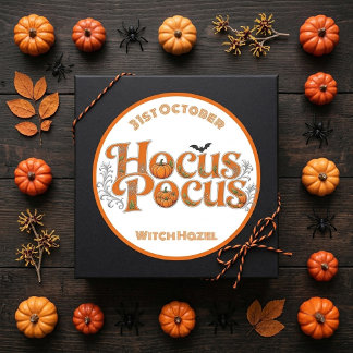 Hocus Pocus Orange Pumpa Fladdermus Utförlig Typog Runt Klistermärke