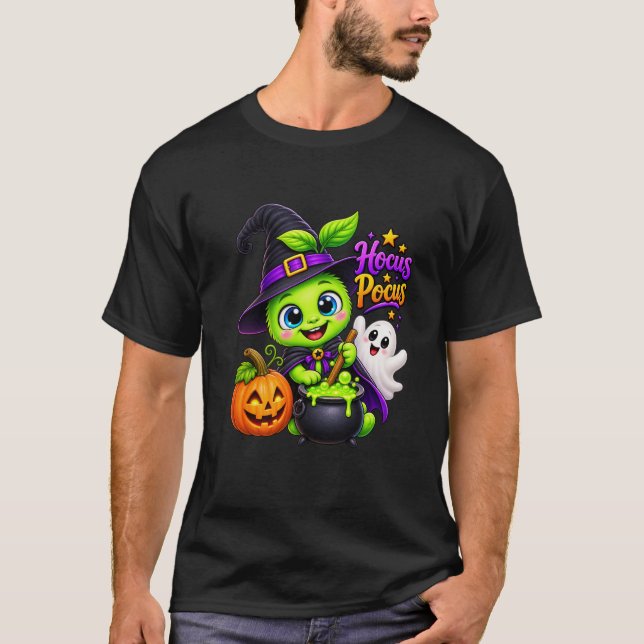 Hocus Pocus Söt Halloween-Häxa T-Shirt (Framsida)