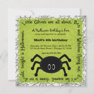 Hocus Pocus Spider Birthday Inbjudningar