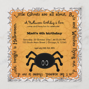 Hocus Pocus Spider Birthday Inbjudningar