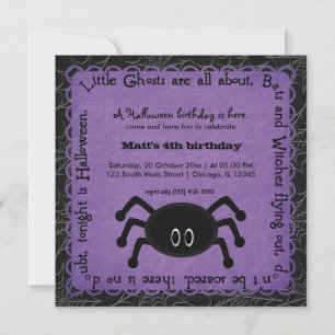 Hocus Pocus Spider Birthday (Lila) Inbjudningar