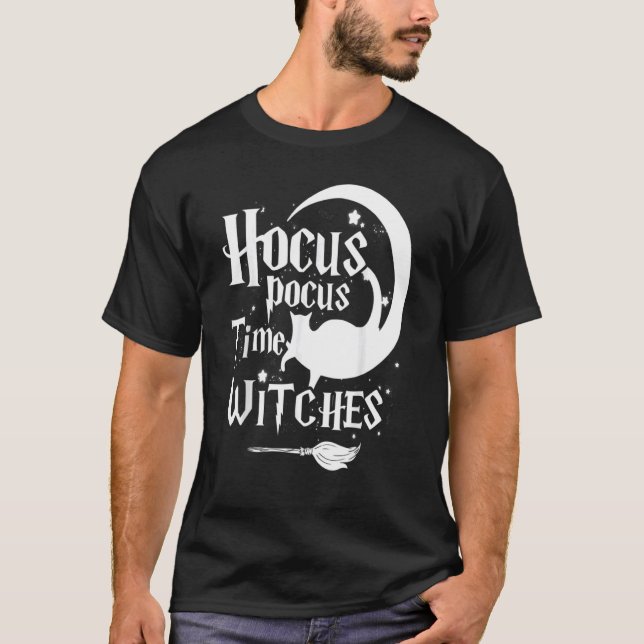 Hocus Pocus Time Witches Cute Halloween T Shirt (Framsida)