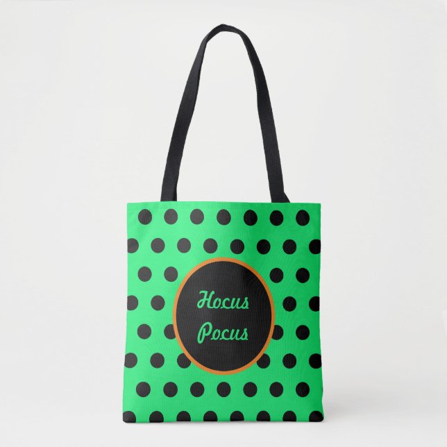 Hocus Pocus Tote Bag (Neon Grönt & Black) Tygkasse (Framsida)