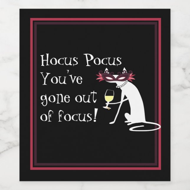 Hocus pocus ut ur Focus Halloween Vin-citat Vinflaska Etikett (Singel etikett)