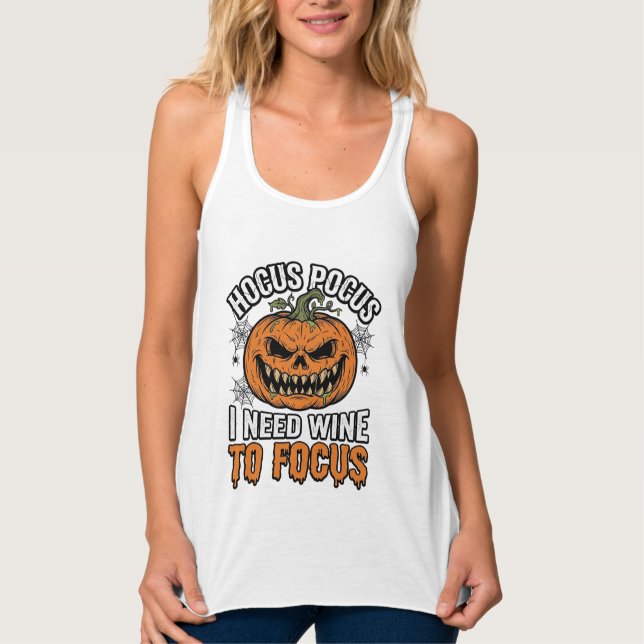 Hocus Pocus Vin Pumpor Halloween Tröja Design_1 Linne Med Racerback (Framsida)