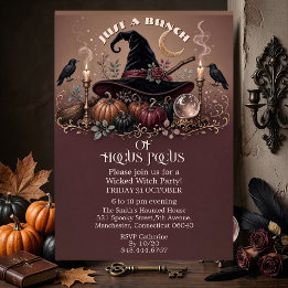 Hocus Pocus Whimsical Hatt Wicked Häxa Spel Party Inbjudningar