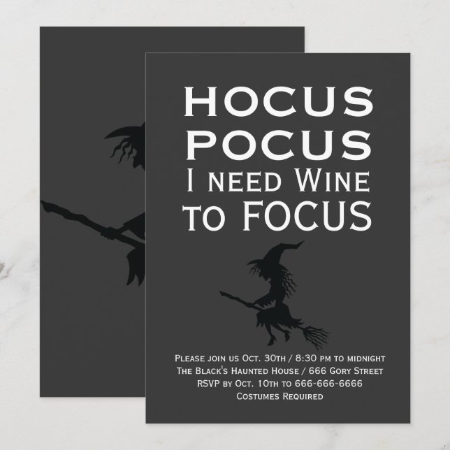 HOCUS POCUS Witch Halloween fest Inbjudningar (Fram/baksida)