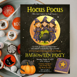 Hocus Pocus Witchy Kids Halloween fest Inbjudningar