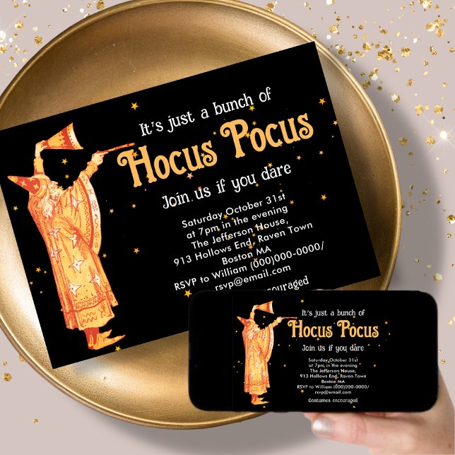 Hocus Pocus Wizard Halloween Inbjudningar (Skapare uppladdad)