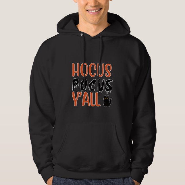 Hocus Pocus Y'all Halloween Cat Cat Design Hoodie (Framsida)