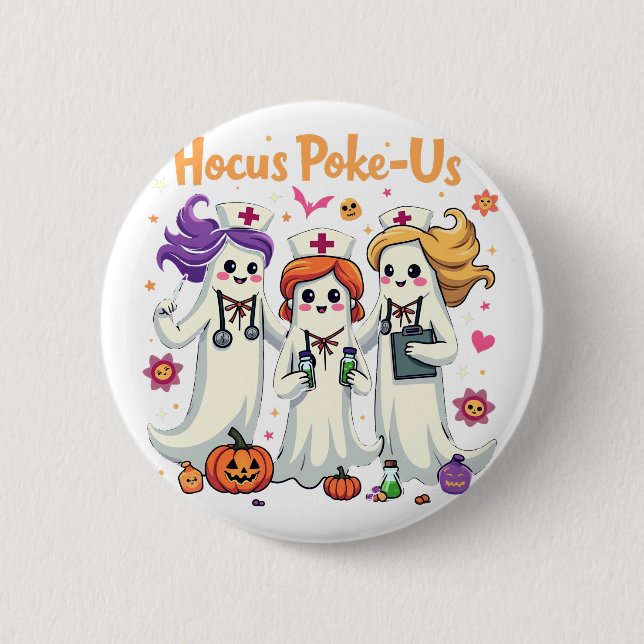 Hocus-Poke US Nursing Spooky Halloween Ghost Knapp (Framsida)