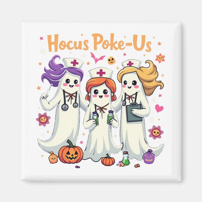 Hocus-Poke US Nursing Spooky Halloween Ghost Magnet (Framsidan)