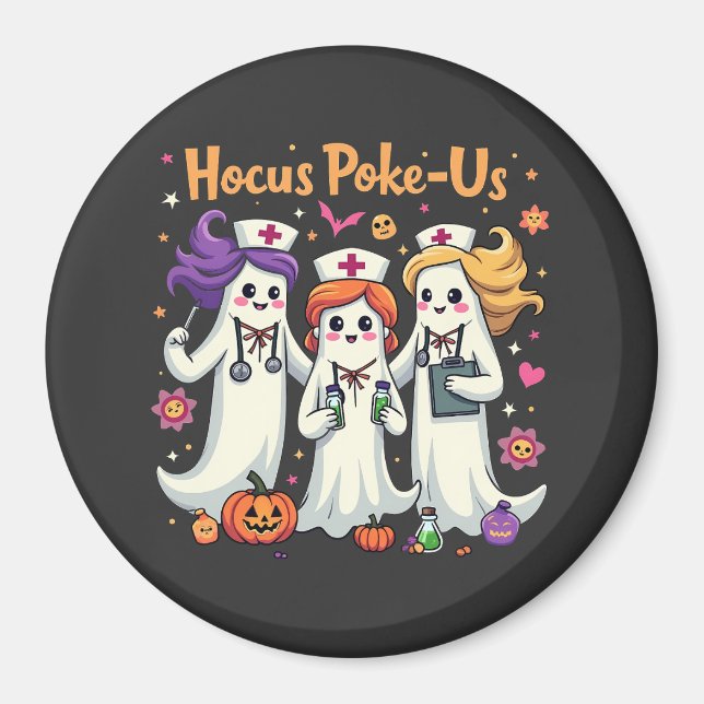 Hocus-Poke US Nursing Spooky Halloween Ghost Magnet (Framsidan)