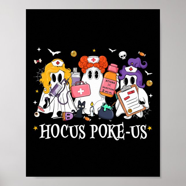 Hocus Poke-us Witch Nurse Funny Halloween Spooky H Poster (Framsidan)