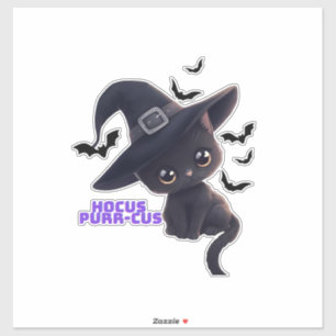 Hocus Purr-cus Söt Svart Katt Halloween Konst Klas Klistermärken