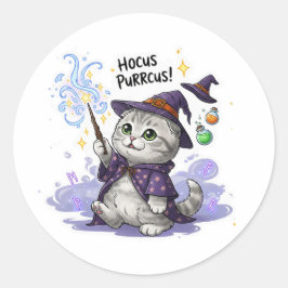Hocus Purrcus Fold - Scottish Fold Cat Halloween Runt Klistermärke