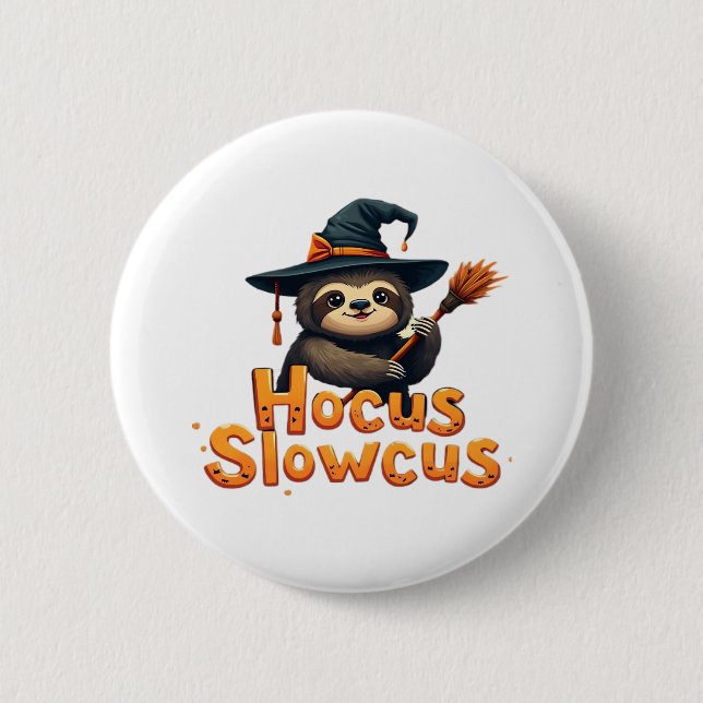 Hocus Slowcus Sloth älskare Halloween costume tee  Knapp (Framsida)