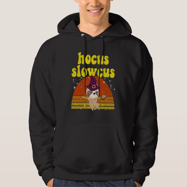 Hocus Slowcus Witch Sloth Retro Cute Animal Hallow Hoodie (Framsida)