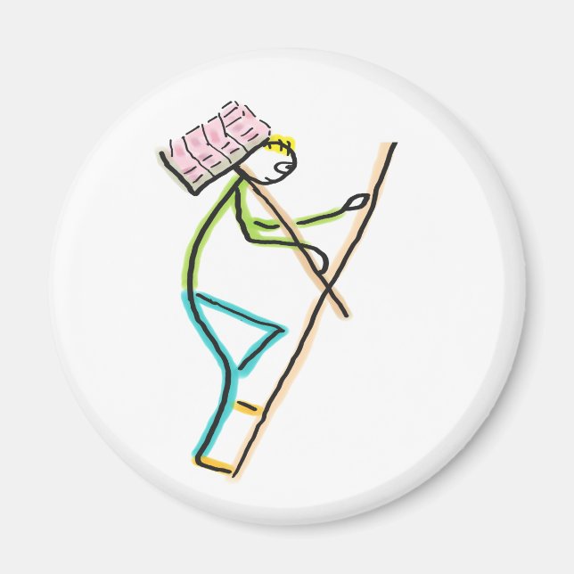 Hod Carrier Stickman Magnet (Framsidan)