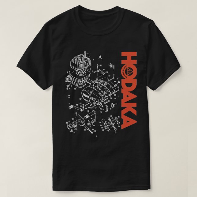 Hodaka 1970-talets motorcykel Dirtcycle Black Expl T Shirt (Design framsida)