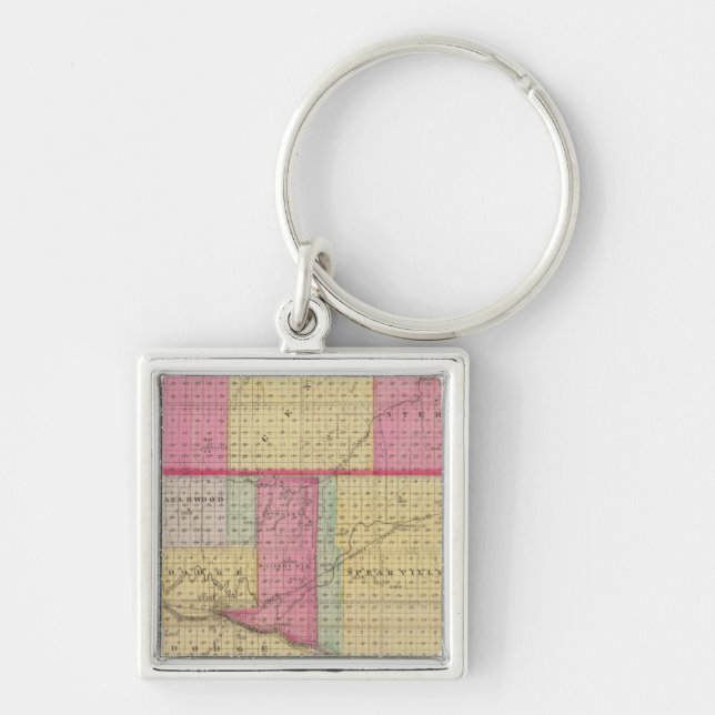 Hodgeman och Ford Counties, Bellefont, Kansas Fyrkantig Silverfärgad Nyckelring (Framsidan)