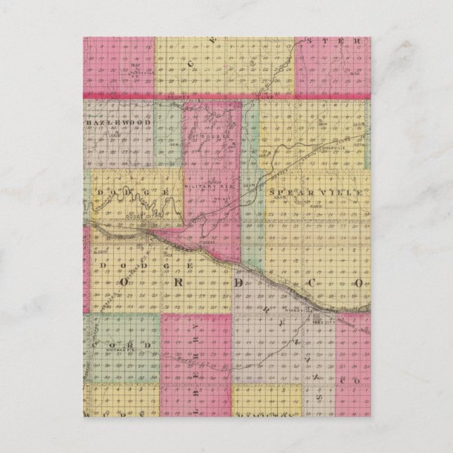 Hodgeman och Ford Counties, Bellefont, Kansas Vykort (Framsida)